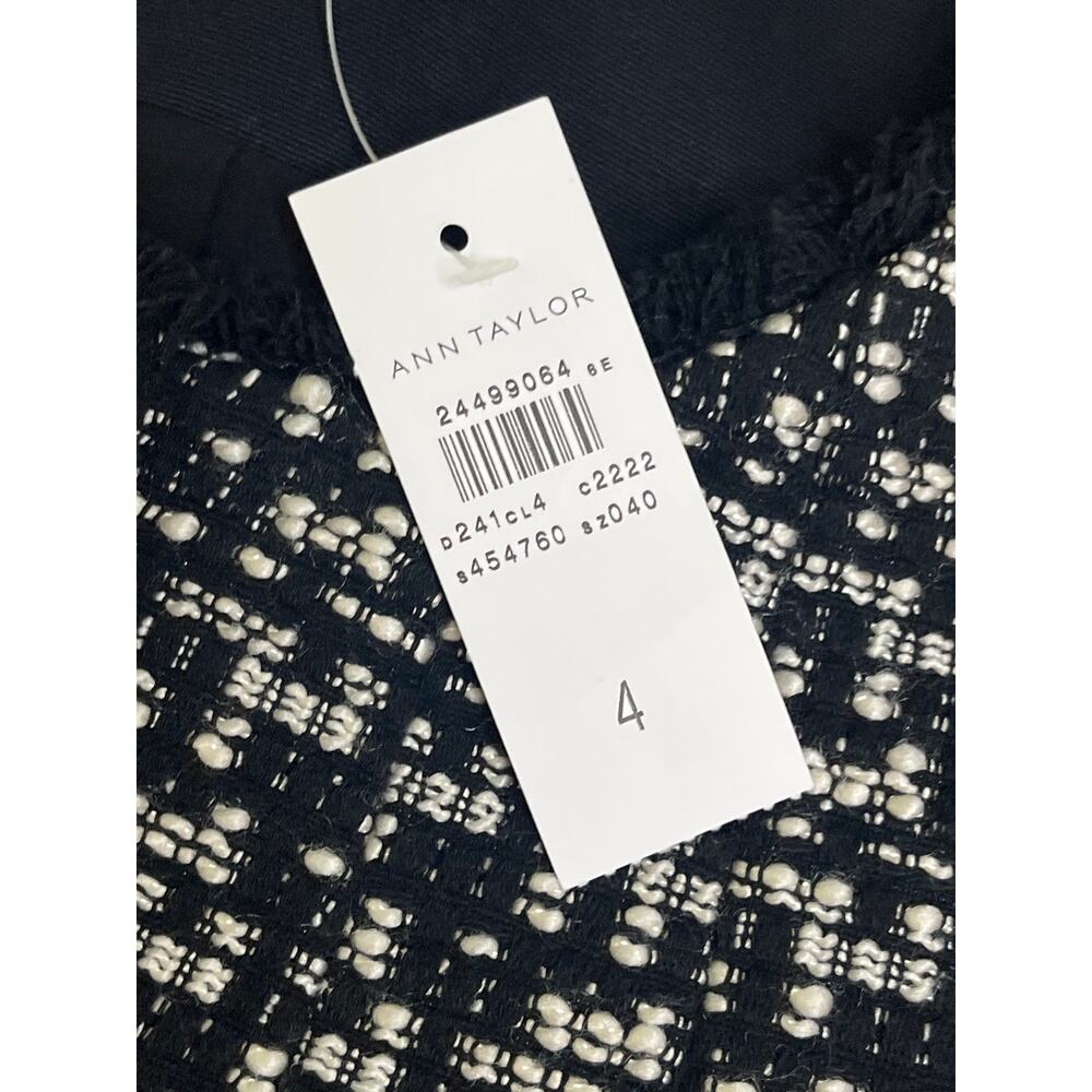 Ann Taylor Black White Checkered Tweed Blazer Suit Jacket Size 4 NWT - Picture 6 of 12